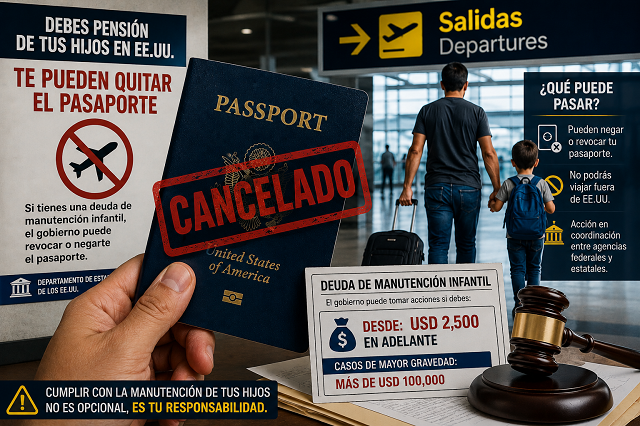 🛂 En EE.UU. el que debe pensión de sus hijos se queda sin poder viajar